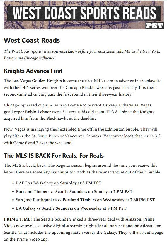 West Coast Sports Reads by PST Media